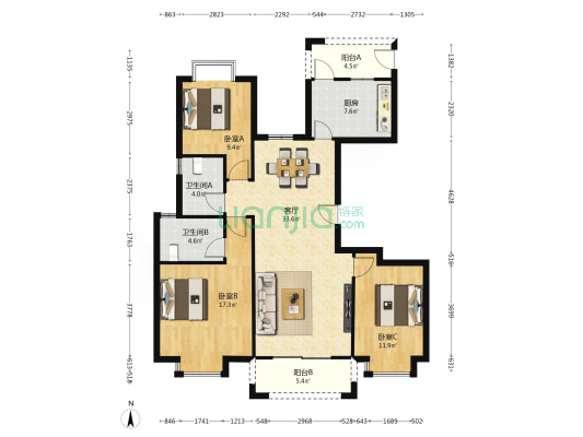 瑞祥嘉苑 3室1厅2卫 127平方