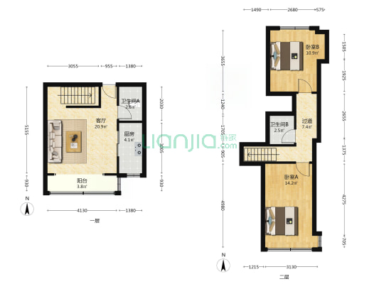 冠云路精装三居自住标准 带地下室-户型图