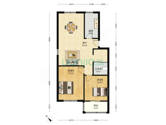 雅居苑 2室1厅1卫 90平方