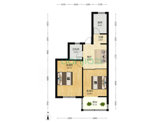 邯郸市邯山区矿院西街农资院 2室1厅1卫 58平方