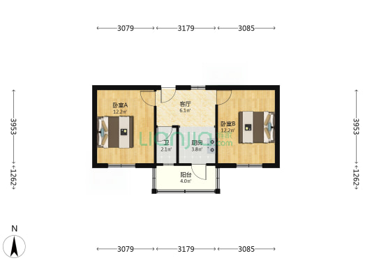 瀛海楼 2室1厅1卫 53平方