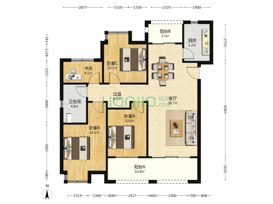 星悦府 4室1厅1卫 127平方