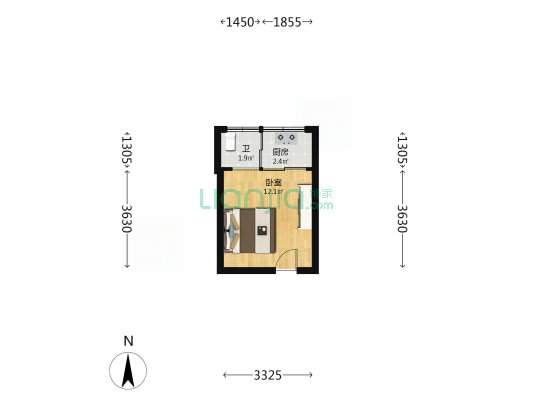 民博大厦 1室0厅1卫 24平方