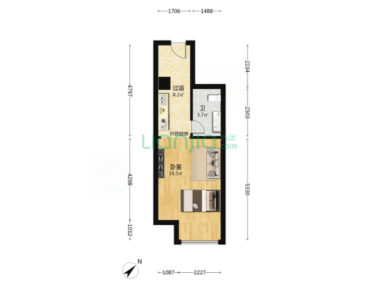 富力·新天地 1室0厅1卫 41平方