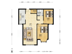此房满五唯一，全南两居室，毛坯房，采光好，环境好-涿州钻石广场户型图