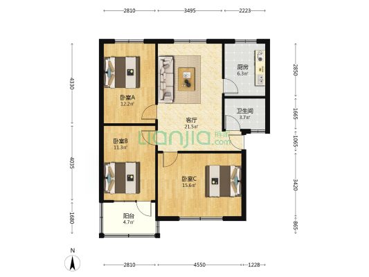 中牟老民政局家属院 3室1厅1卫 90平方