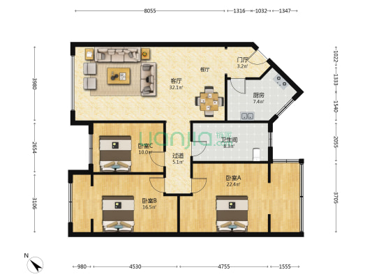 状元街二巷12号 3室1厅1卫 124平方