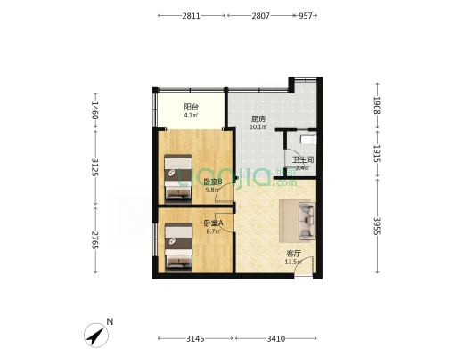 银沙正街72号 2室1厅1卫 55平方