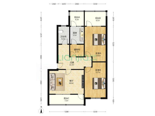 窑头小区北区 2室1厅1卫 101平方