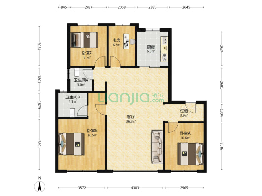 融创东环御潮府 4室1厅2卫 128平方