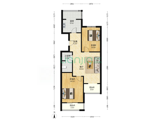 宏苑 2室1厅1卫 85平方