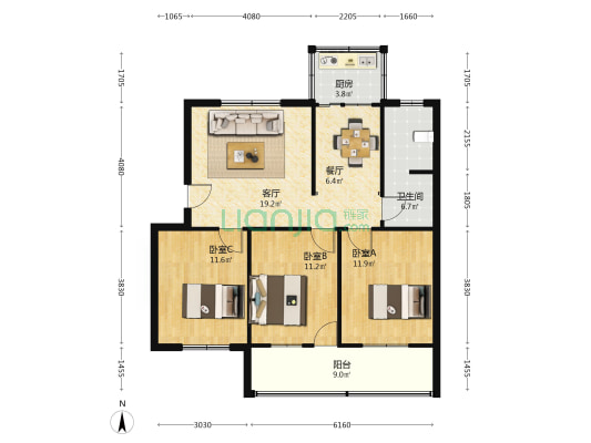 物质供应处家属院 3室2厅1卫 93平方