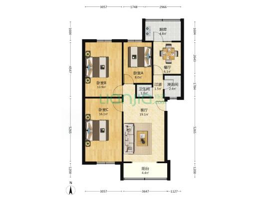 省发展和改革委员会家属院 3室2厅2卫 91平方