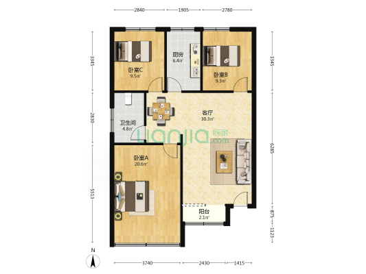 小高庄街四巷 3室1厅1卫 102平方