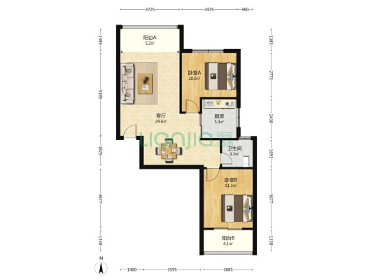 假日摩纳哥 2室1厅1卫 89平方