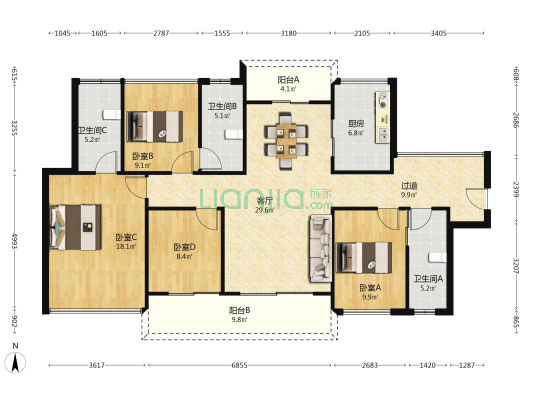 和府 4室1厅3卫 140平方