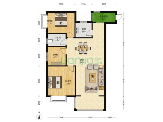 龙泉新村二期 3室1厅1卫 118平方