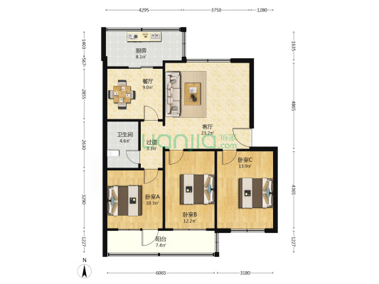 育才里(蓟州) 3室2厅1卫 111平方
