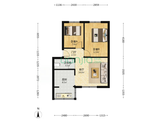 和平锦苑 2室1厅1卫 62平方