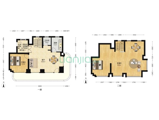 御东君越 2室1厅1卫 130平方