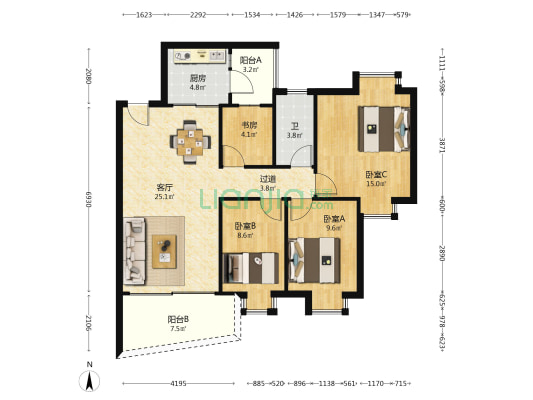 东峻芭堤花岸 4室1厅1卫 101平方