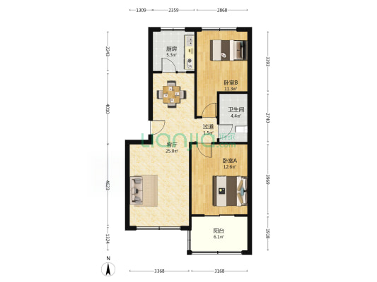 乐天小区三区 2室1厅1卫 85平方