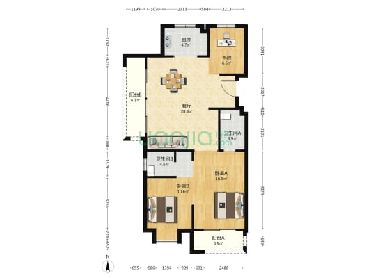 剑江家美苑 3室1厅2卫 113平方