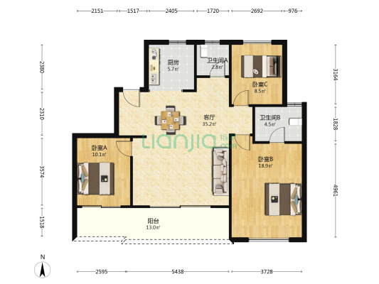 水沐钟秀府 3室1厅2卫 137平方