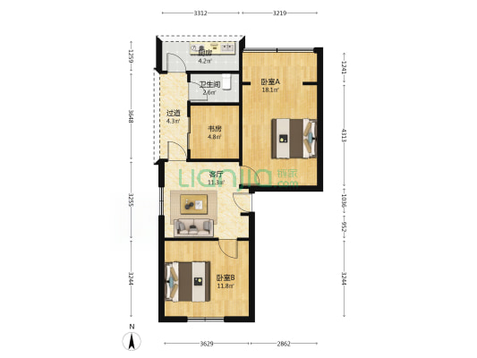 陕西街9号小区 3室1厅1卫 68平方