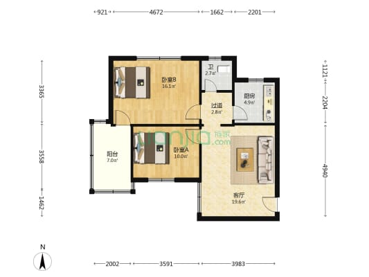 静宜园小区 2室1厅1卫 72平方