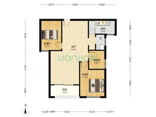 晨光花园四期 2室1厅1卫 92平方