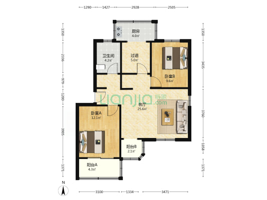 工程队宿舍 2室1厅1卫 79平方