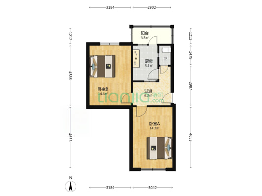 乐山小区 2室0厅1卫 59平方