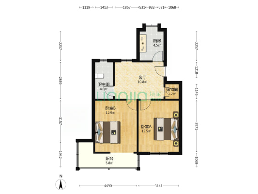 地矿局327队生活区 2室1厅1卫 62平方