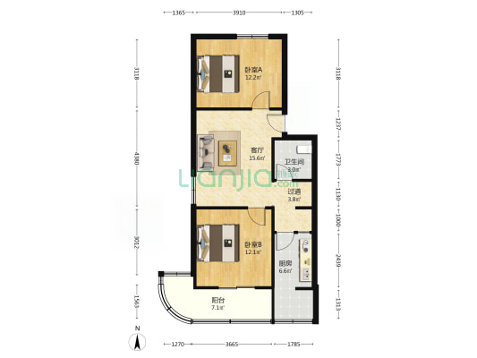 西延路小区 2室1厅1卫 73平方