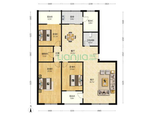 西举院巷76号 3室2厅1卫 149平方