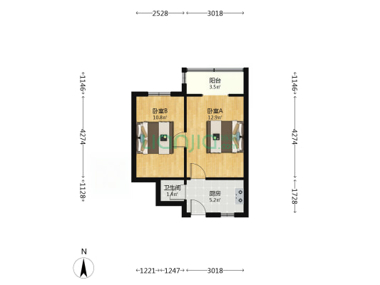 义达里 2室0厅1卫 47平方