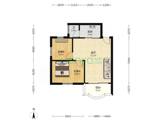 宏威新村 2室1厅1卫 55平方