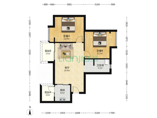 幸福苑小区 2室1厅1卫 79平方