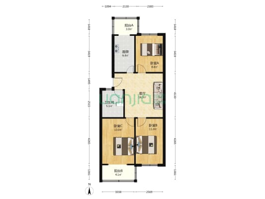 如意里 3室1厅1卫 81平方