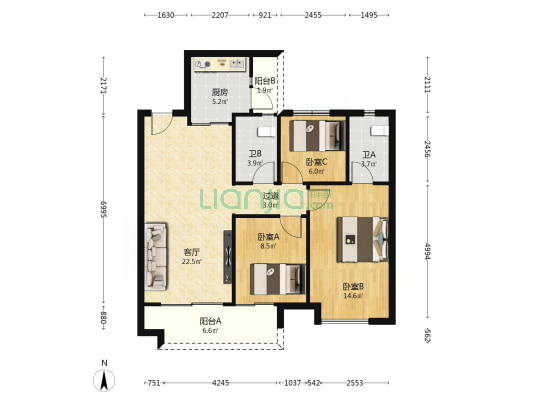 方直星耀国际 3室1厅2卫 101平方