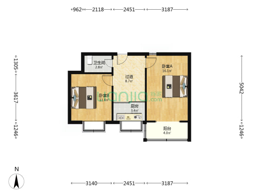 构件厂家属院 2室0厅1卫 56平方