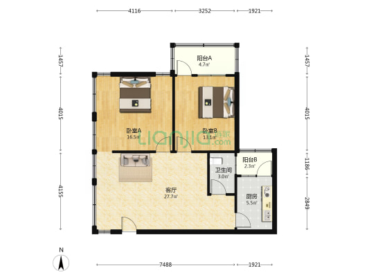 丰乐小区 2室1厅1卫 85平方