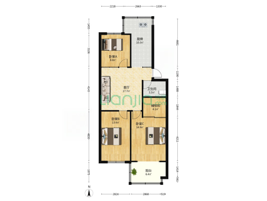 锦苑小区 3室1厅1卫 95平方