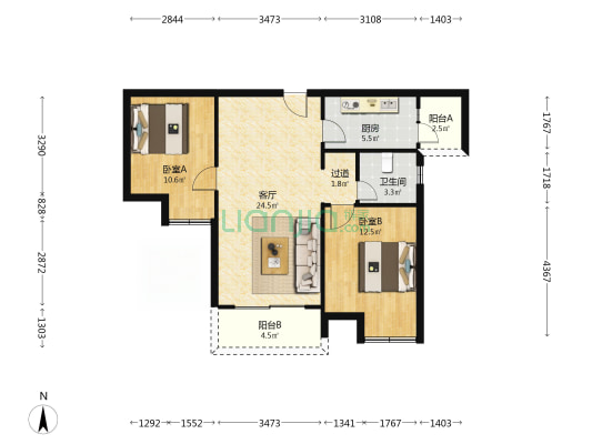 盛鼎阳光 2室1厅1卫 82平方