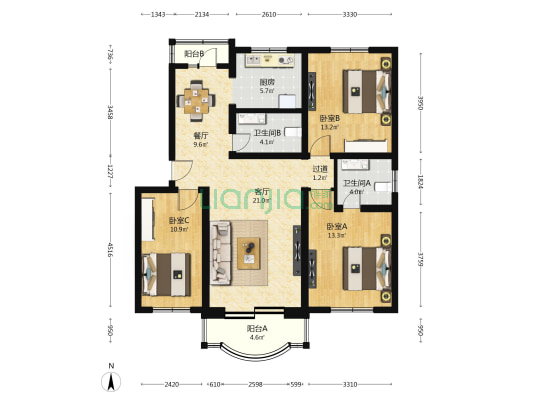 馥郁苑 3室2厅2卫 114平方
