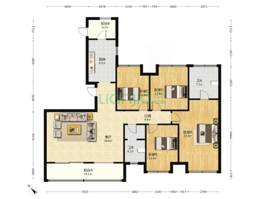 天府公园未来城星幕南区 4室1厅2卫 180平方