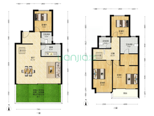 铂悦湖前 4室1厅3卫 164平方