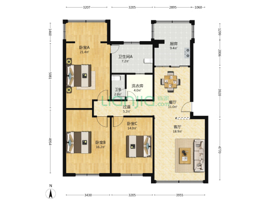 南北大街北一段52号 3室2厅2卫 129平方