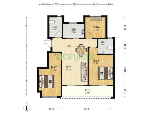 久映樾府 3室1厅2卫 98平方